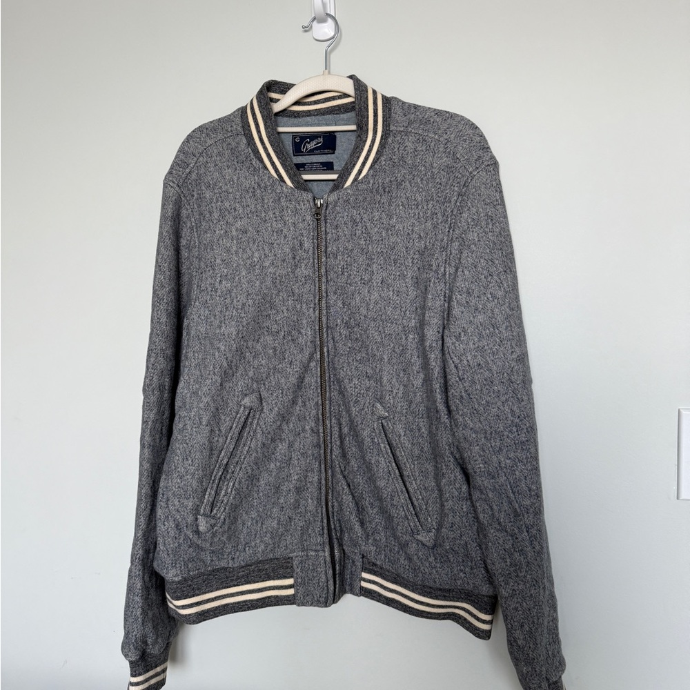 Grayers Baseball Bomber Varsity style Jacket in Heather grey Herringbone